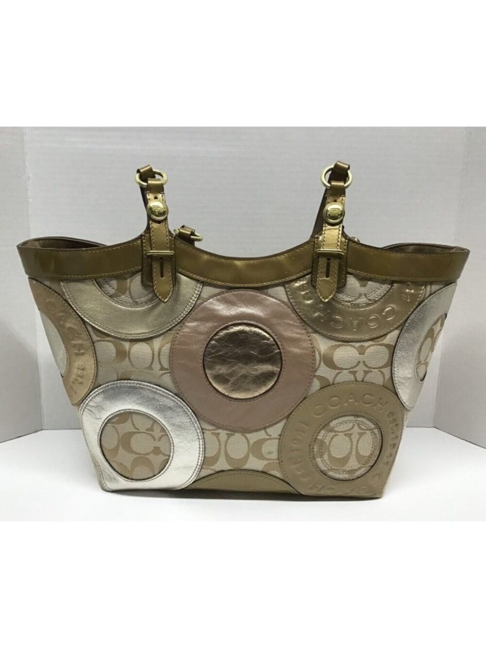 Coach Carly Tote F16180 Patchwork Embossed Metallic with Signature Tag - Picture 4 of 16